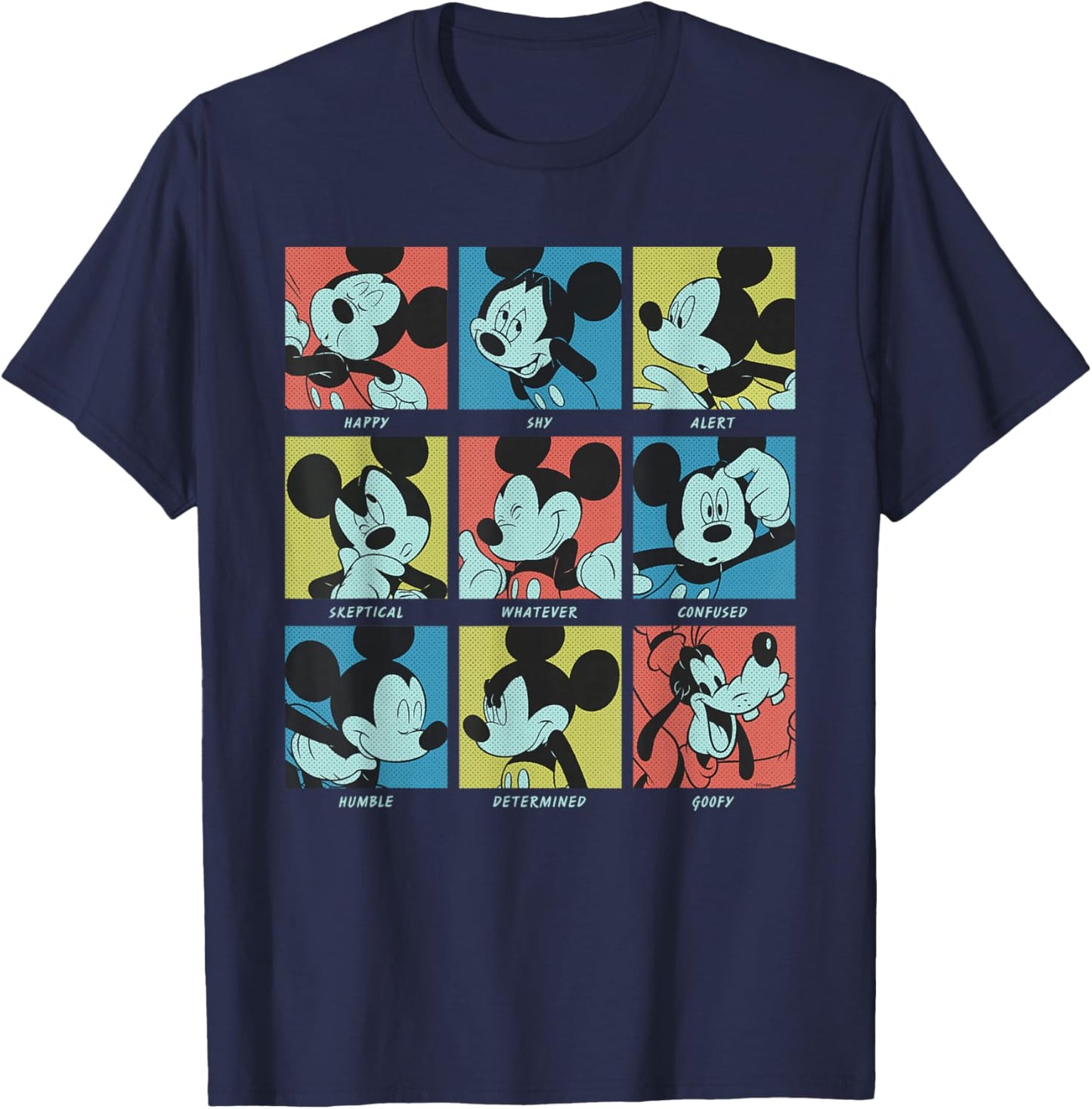 Disney Mickey Mouse and Goofy Current Mood Funny Retro Moods T-Shirt - T-Shirt | Navy