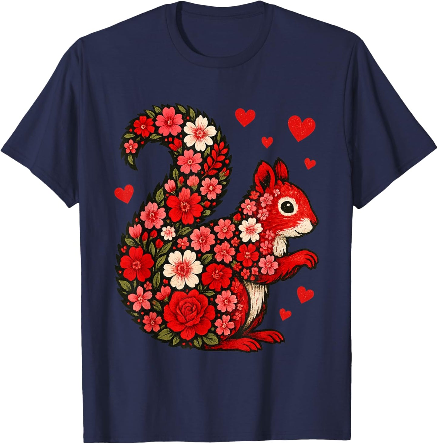 Cute Valentine Day Funny Girls Squirrel Valentines Day Women T-Shirt - T-Shirt | Navy