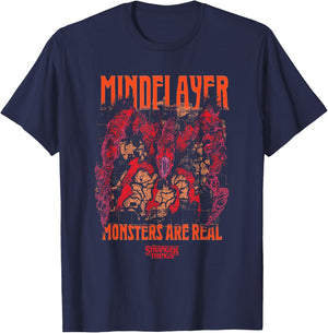 Stranger Things Mind Flayer Monsters are Real Horror T-Shirt - T-Shirt | Navy