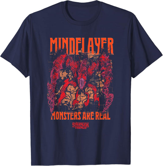 Stranger Things Mind Flayer Monsters are Real Horror T-Shirt - T-Shirt | Navy