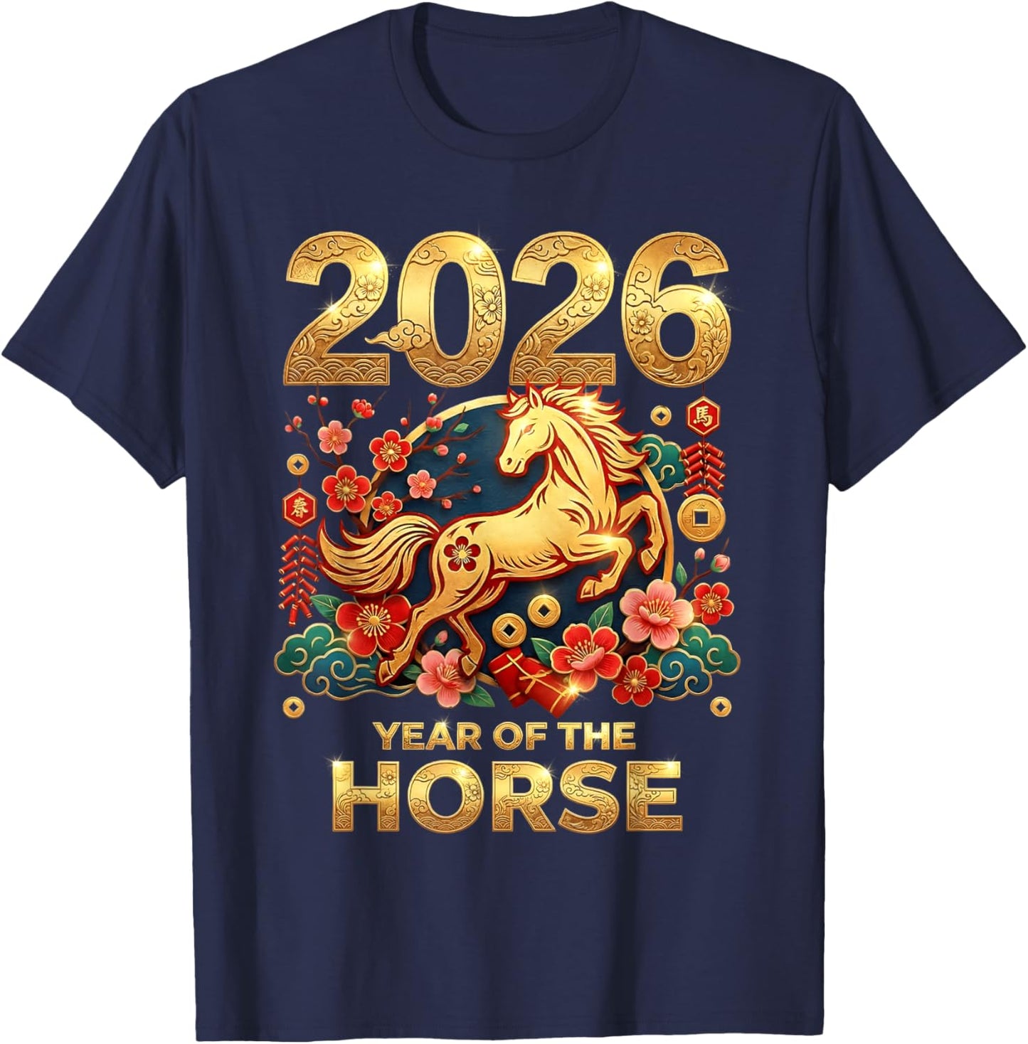 Chinese New Year 2026 Lunar New Year 2026 Year of The Horse T-Shirt - T-Shirt | Navy