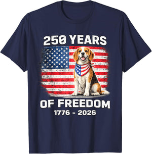 250 Years America Anniversary Beagle 250th Anniversary T-Shirt - T-Shirt | Navy