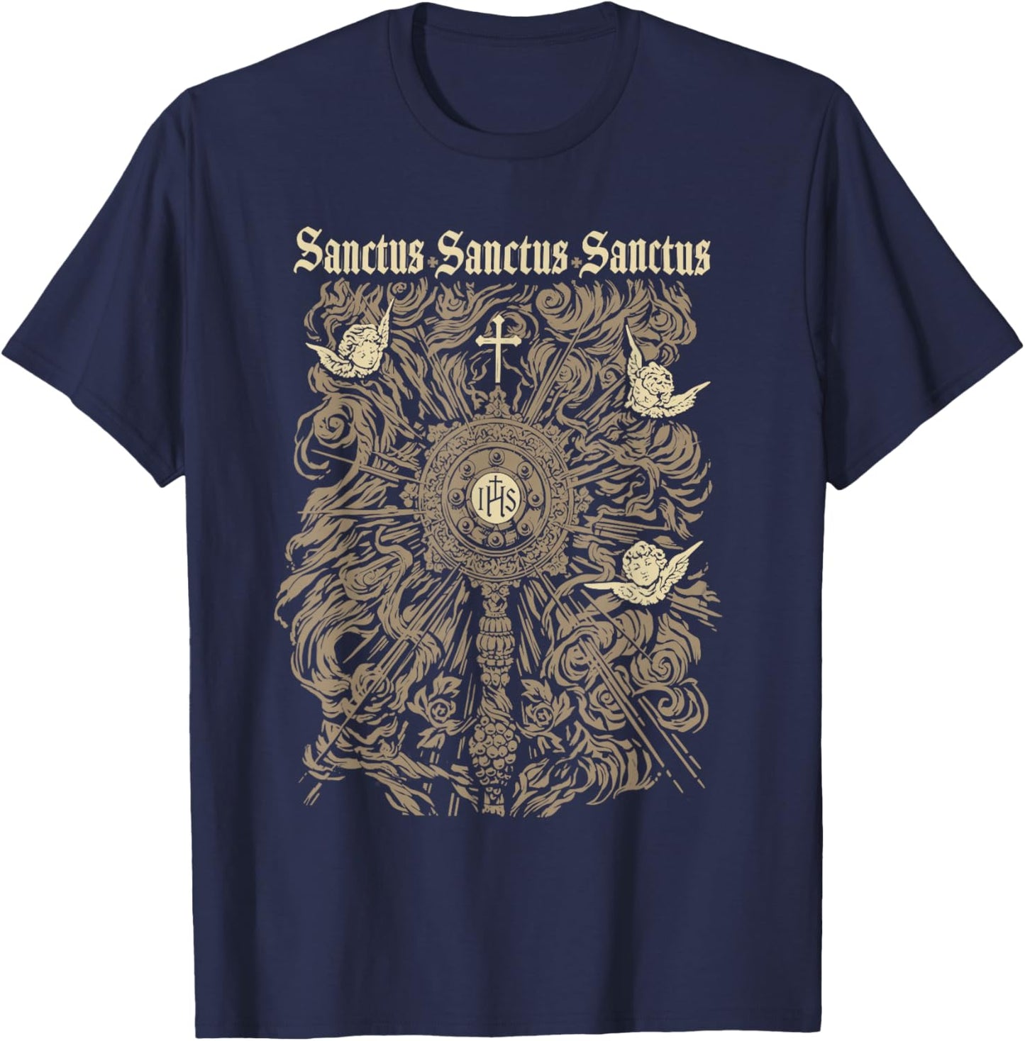 Sanctus Sanctus Sanctus Graphic Faith Apparel T-Shirt - T-Shirt | Navy