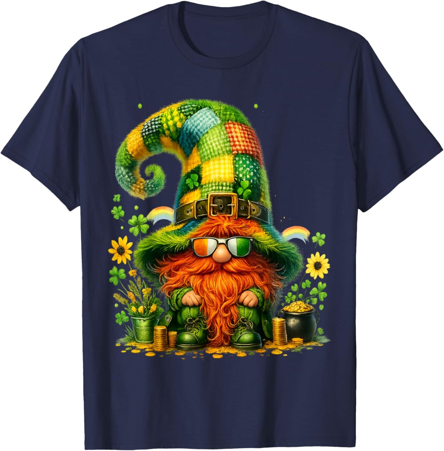 St Patrick’s Day Shenanigans Gnomes Shamrock Funny T-Shirt - T-Shirt | Navy