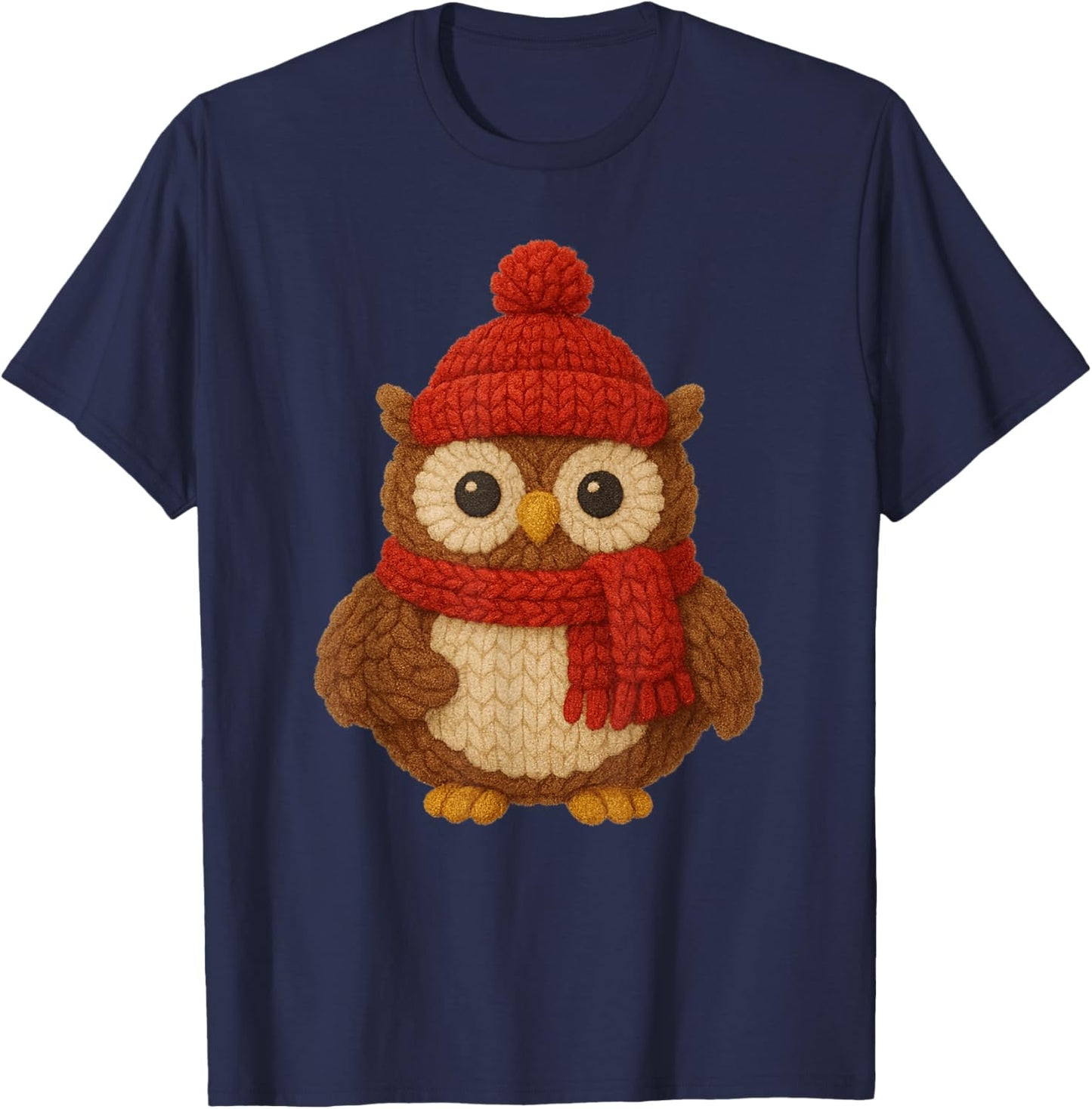 Cute Christmas Owl Winter Snow T-Shirt - T-Shirt | Navy