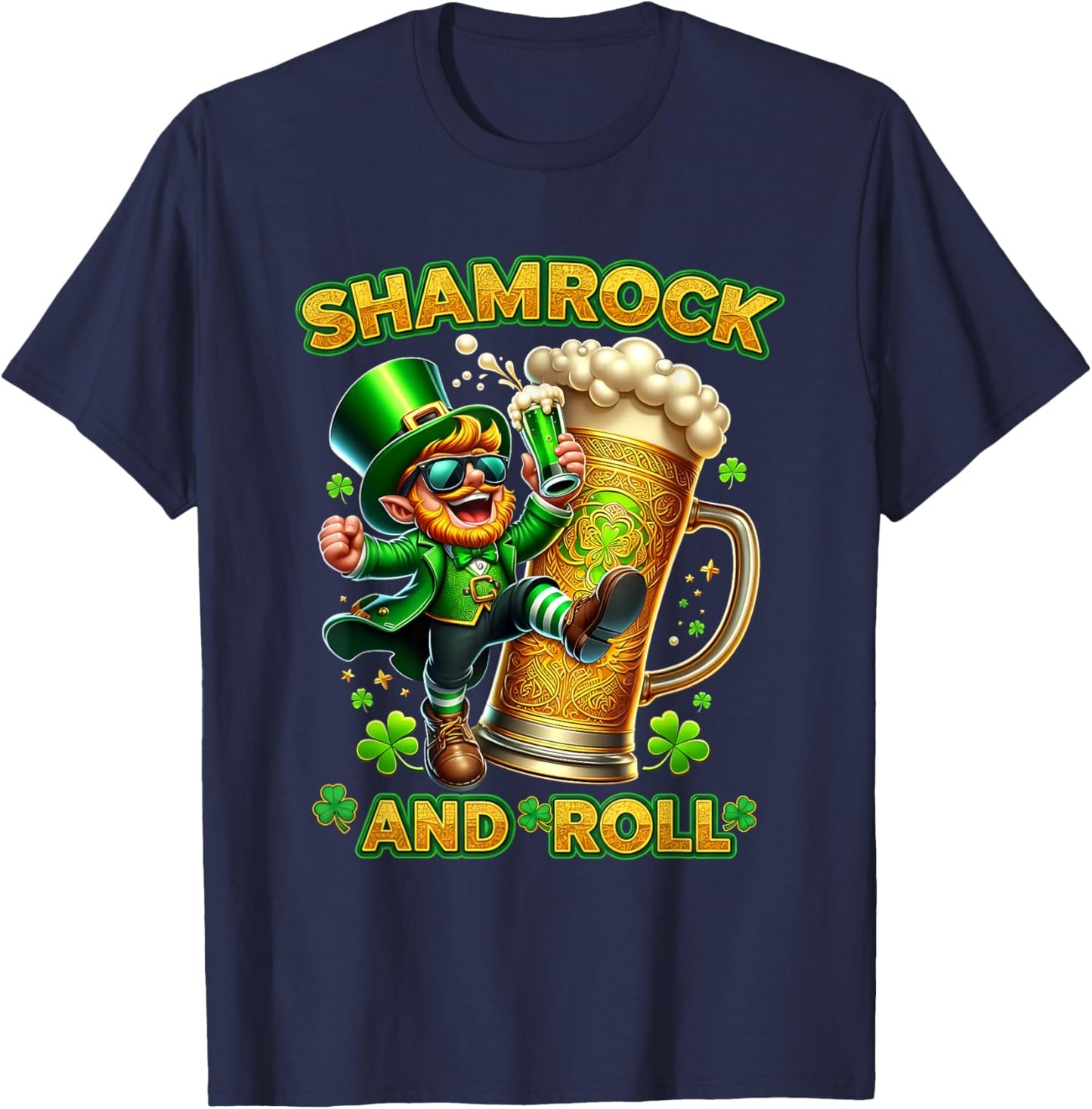 Patrick Shamrock Drinking Humor St. Patrick's Day Beer T-Shirt - T-Shirt | Navy