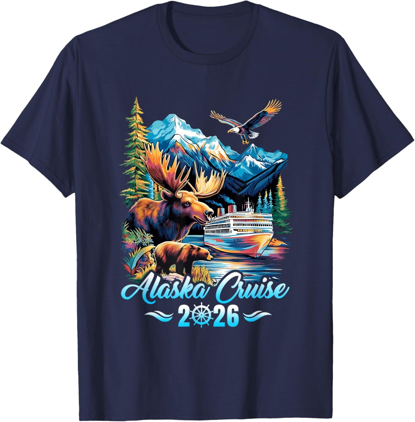 Alaska Cruise 2026 Matching Family Friends Group Alaskan T-Shirt - T-Shirt | Navy