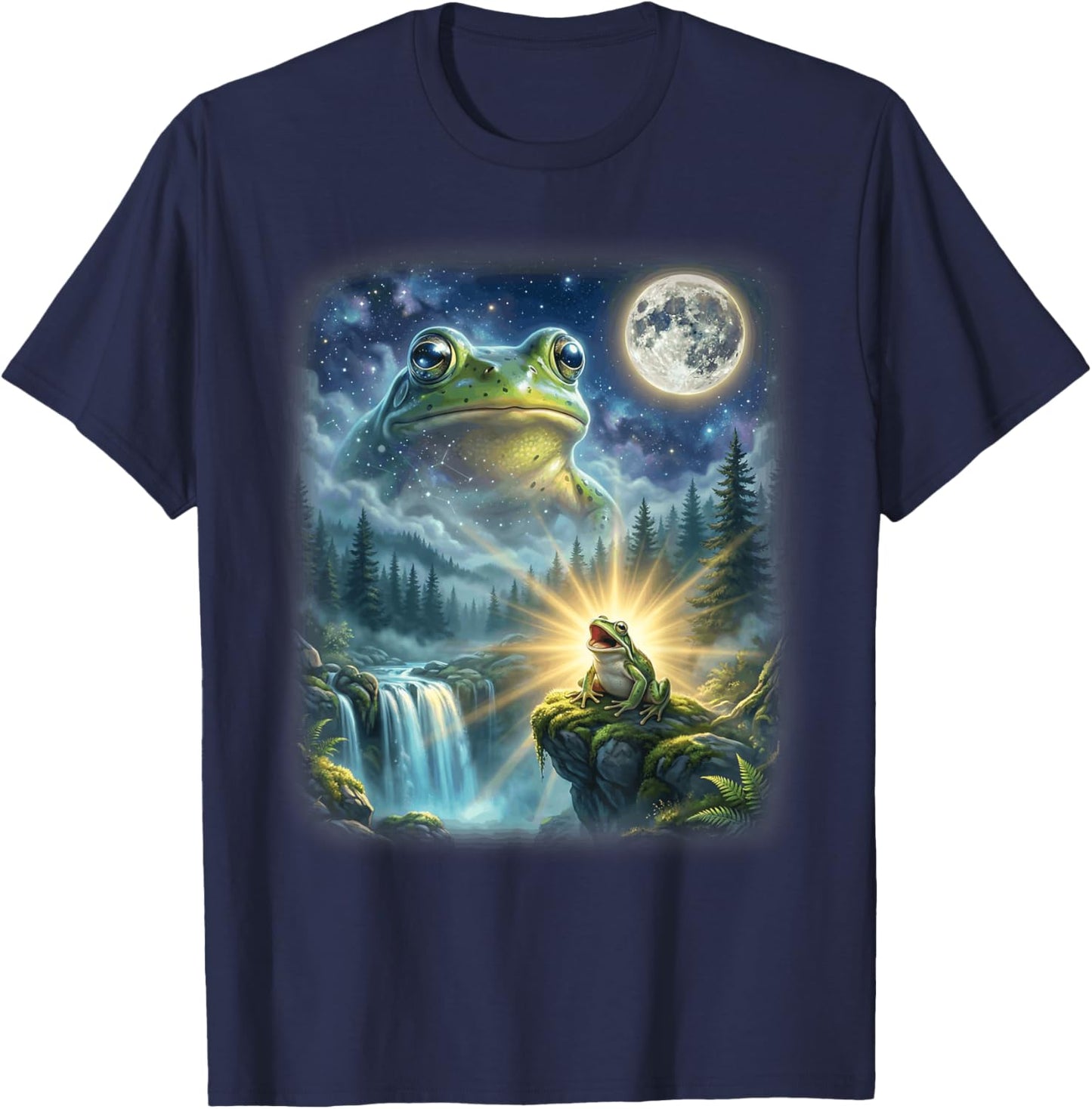 Frog in Fantasy World Funny Weird Frog T-Shirt - T-Shirt | Navy