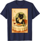Black Cat Eating Spaghetti Illustration T-Shirt - T-Shirt | Navy
