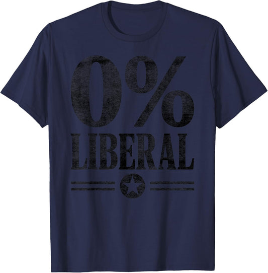 0% Liberal Retro American – Zero Percent Funny Conservative T-Shirt - T-Shirt | Navy