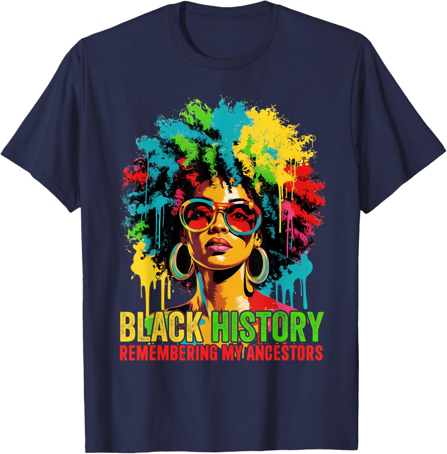 Black History Month Shirt Women Afro Black Women African T-Shirt - T-Shirt | Navy