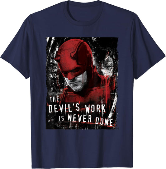 Marvel Daredevil: Born Again Matt The Devils Work Distressed T-Shirt - T-Shirt | Navy