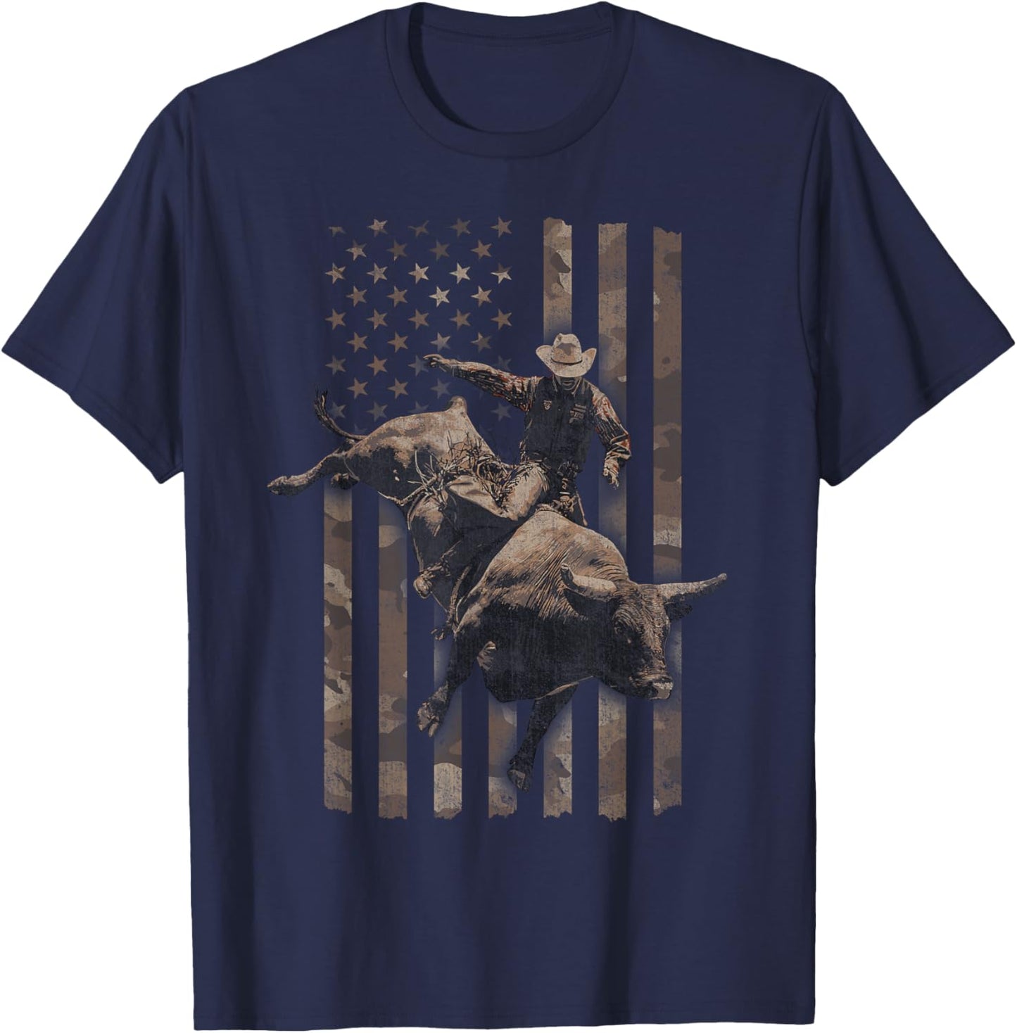Western Rodeo American Flag T-Shirt - T-Shirt | Navy