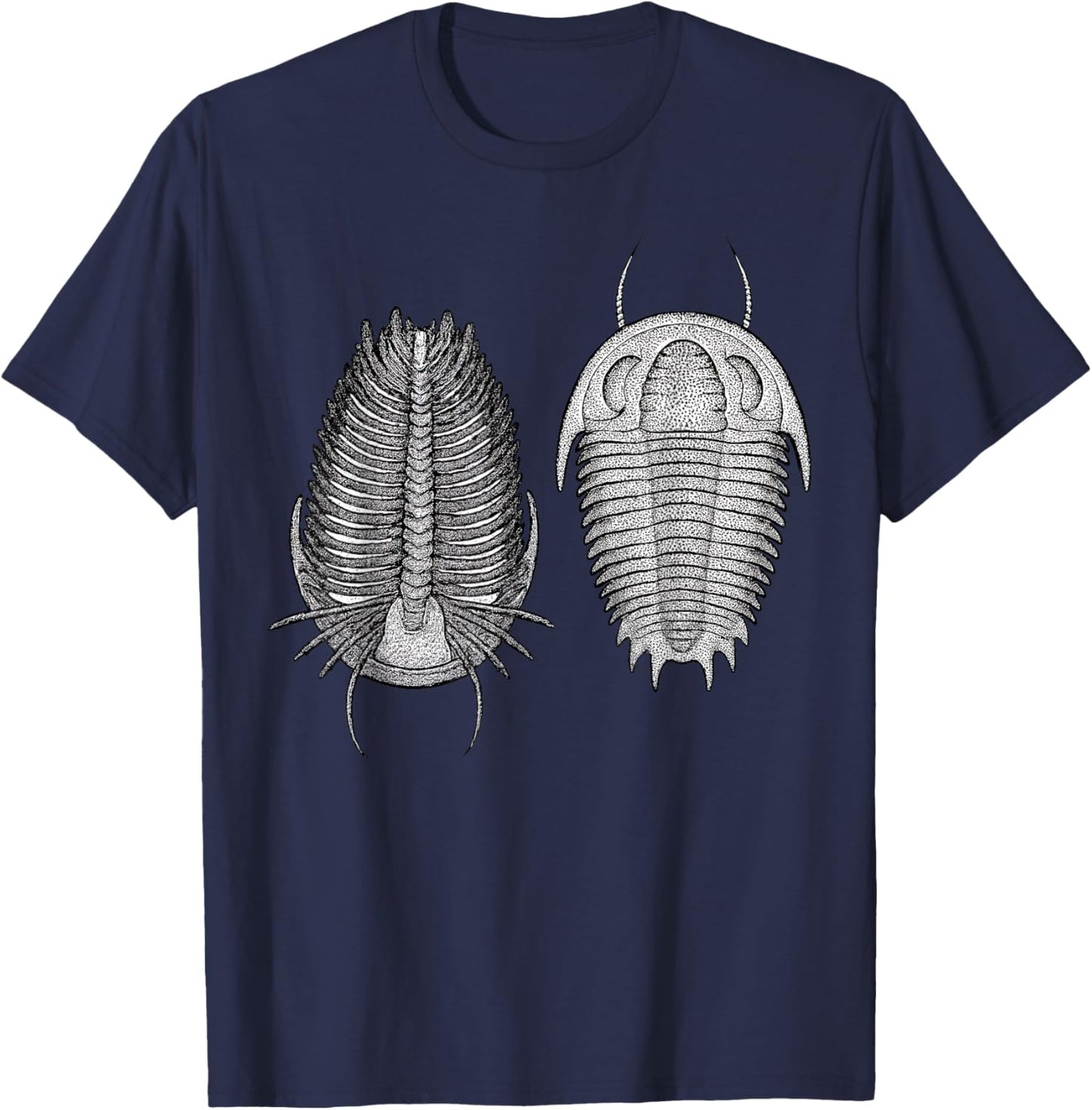 Trilobite Fossil Dorsal and Ventral View Paleontology T-Shirt - T-Shirt | Navy