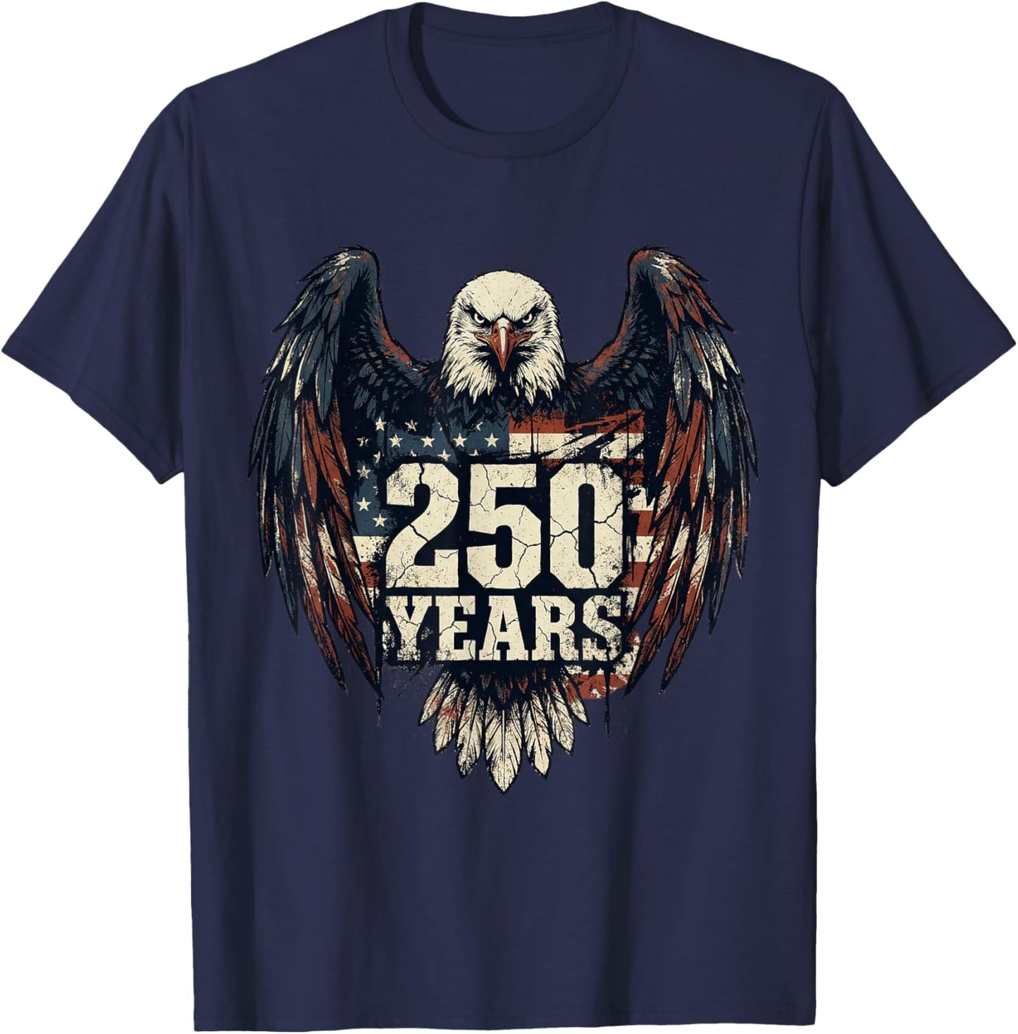 250 Years Patriotic American Flag 1776-2026 T-Shirt - T-Shirt | Navy