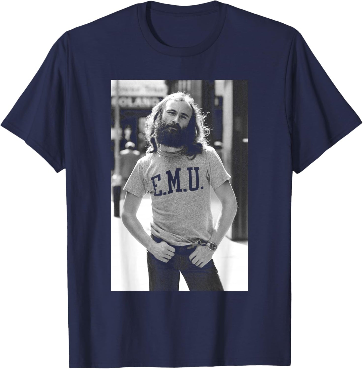 Phil Collins Genesis Lead Singer & Drummer 1977 T-Shirt - T-Shirt | Navy