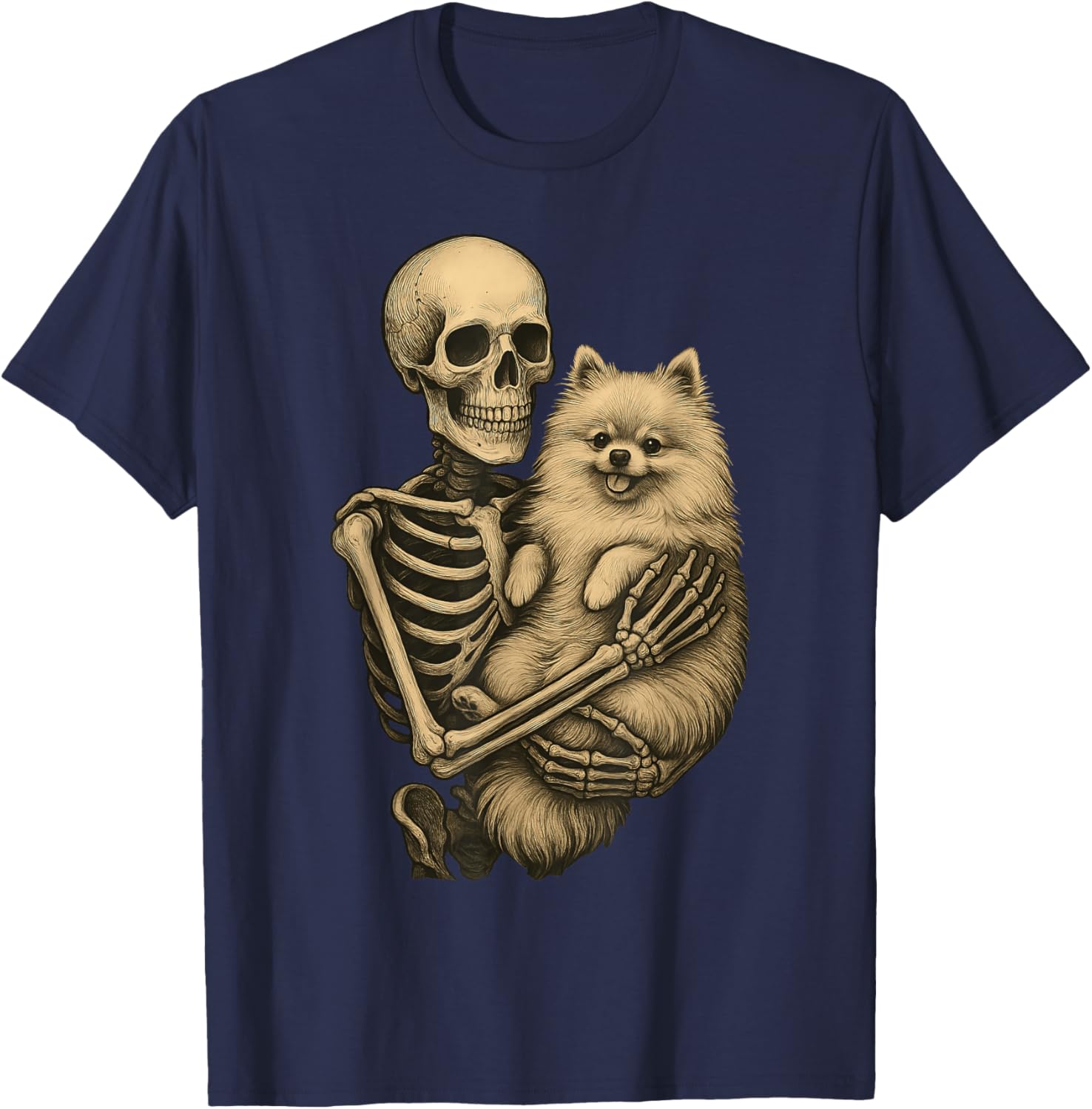 Pomeranian Skeleton T-Shirt - T-Shirt | Navy