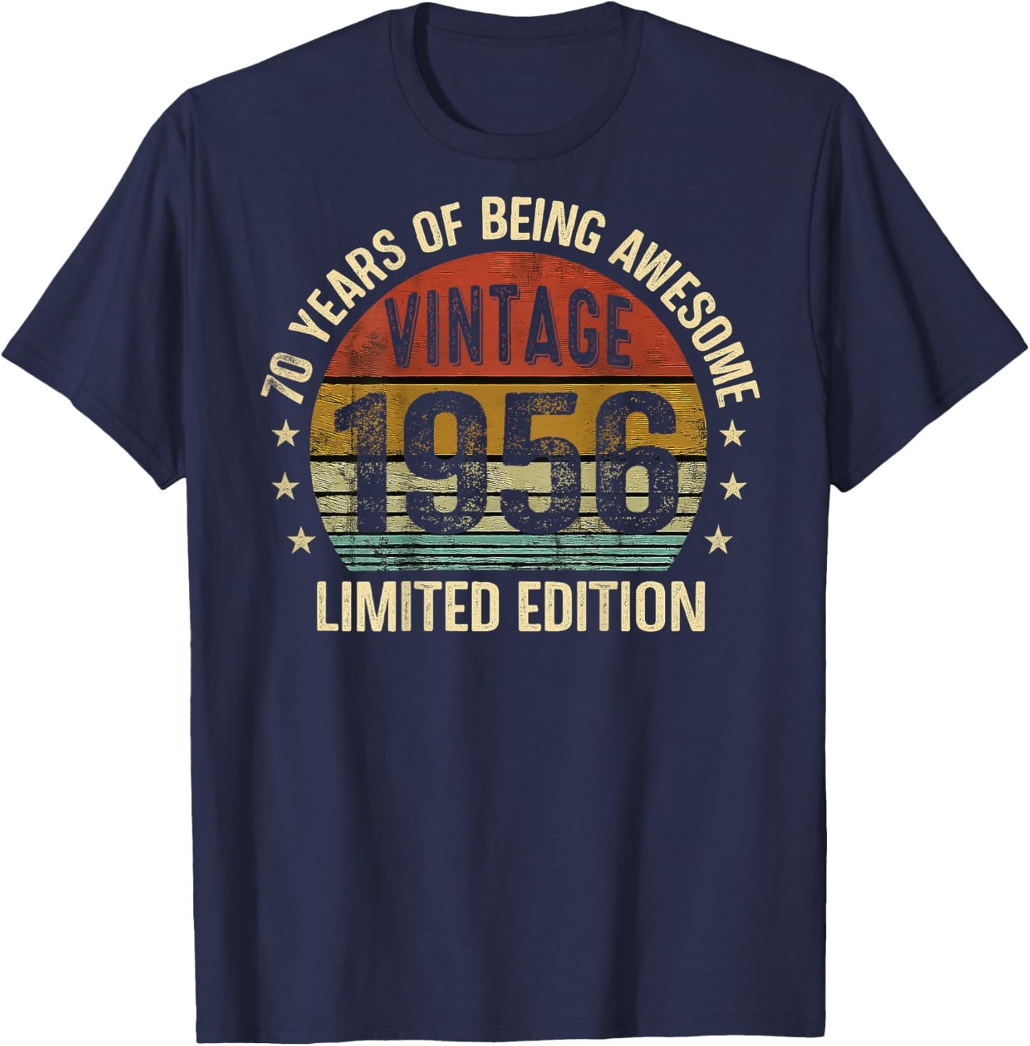(ON Back) Vintage Awesome Since 1956 Retro 70th Birthday T-Shirt - T-Shirt | Navy