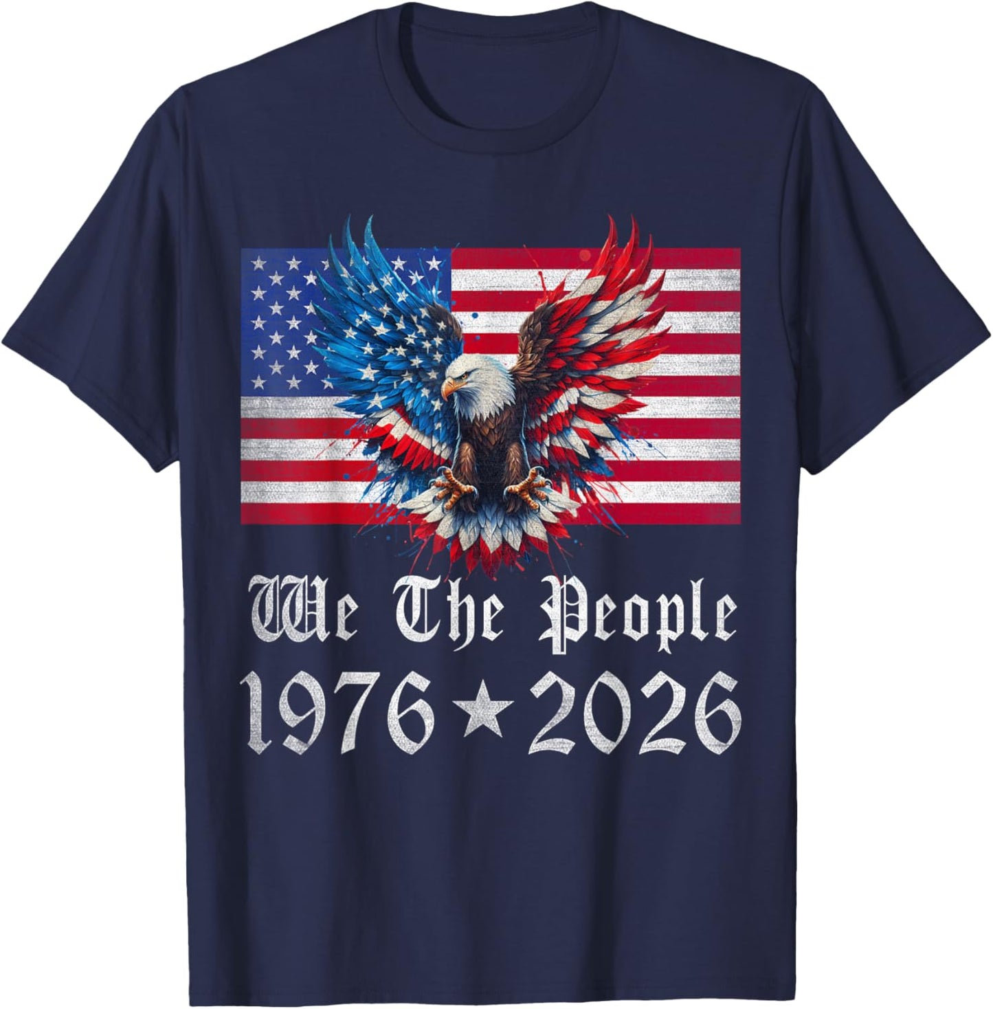 Patriotic Vintage American Flag We The People 1976 USA T-Shirt - T-Shirt | Navy