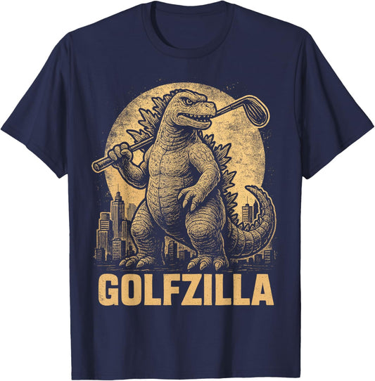 Funny Golfzilla Golf Player Golfer Golfing Joke T-Shirt - T-Shirt | Navy