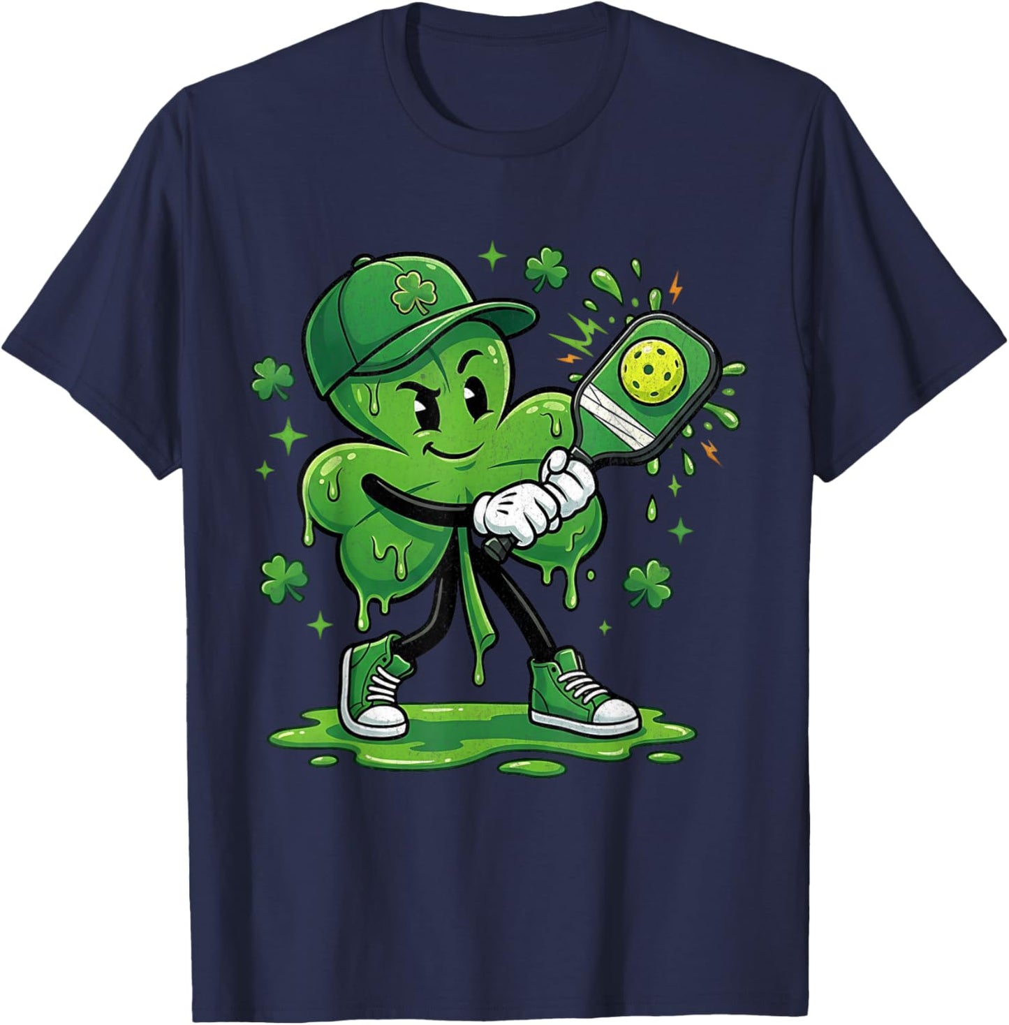 St Patricks Day Pickleball Saint Pattys Paddys Men Women Kid T-Shirt - T-Shirt | Navy