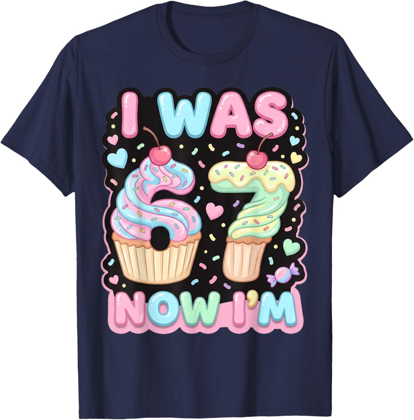 Six Seven Meme 7 Year Old Birthday Shirt was 6 Now I'm 7 T-Shirt - T-Shirt | Navy