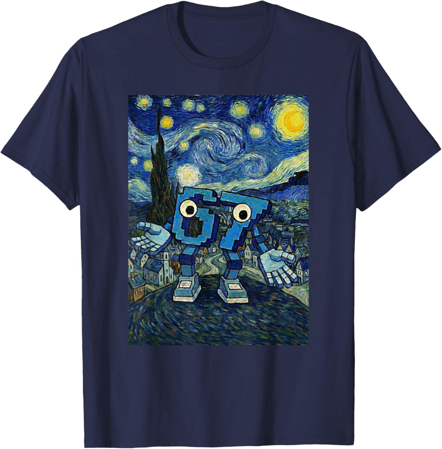 67 Six Seven 6-7 Starry Night Van Gogh Brainrot Slang Meme T-Shirt - T-Shirt | Navy