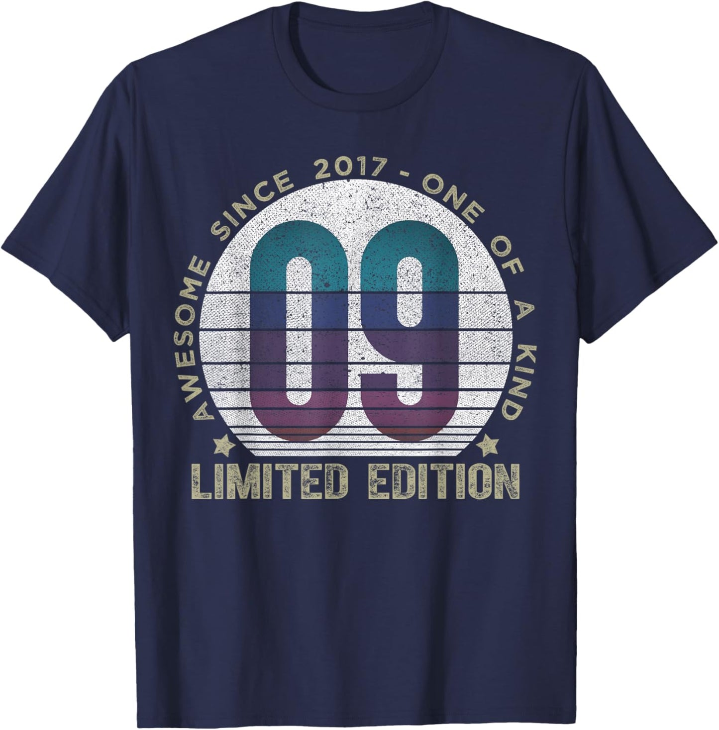 9 Year Old Gifts Vintage 2017 Limited Edition 9th Birthday T-Shirt - T-Shirt | Navy