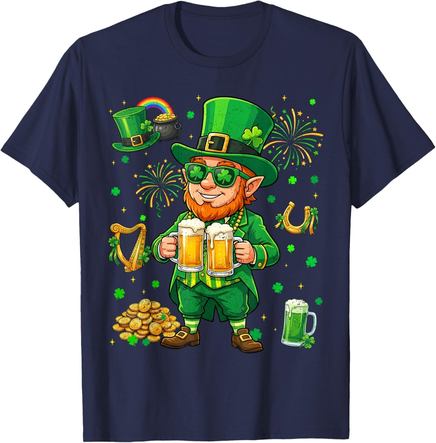 Funny St Patricks Leprechaun Paddys Irish Drinking Drink Men T-Shirt - T-Shirt | Navy