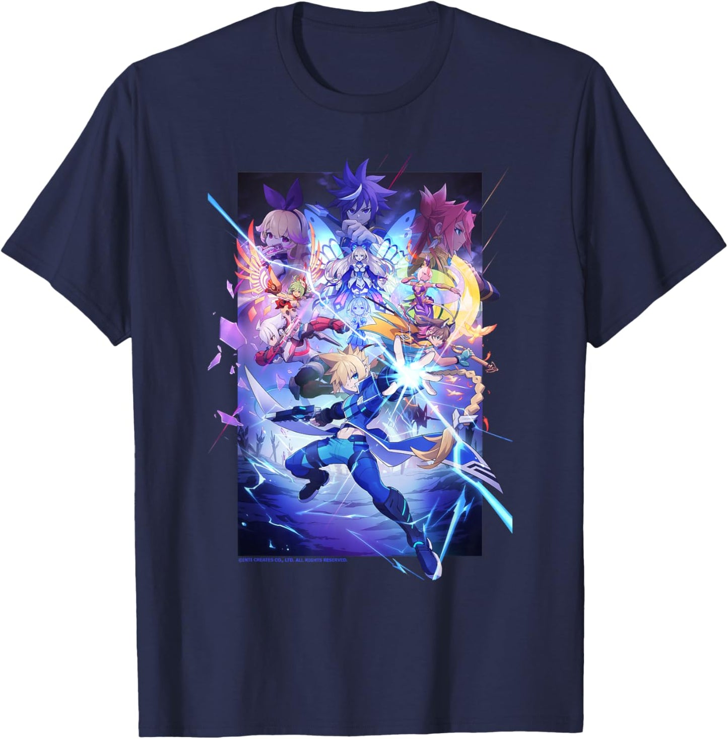 Azure Striker Gunvolt Trilogy Enhanced Package Illust T-Shirt - T-Shirt | Navy