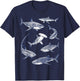Vintage Sharks Marine Animals Wildlife Shark Lovers Retro T-Shirt - T-Shirt | Navy