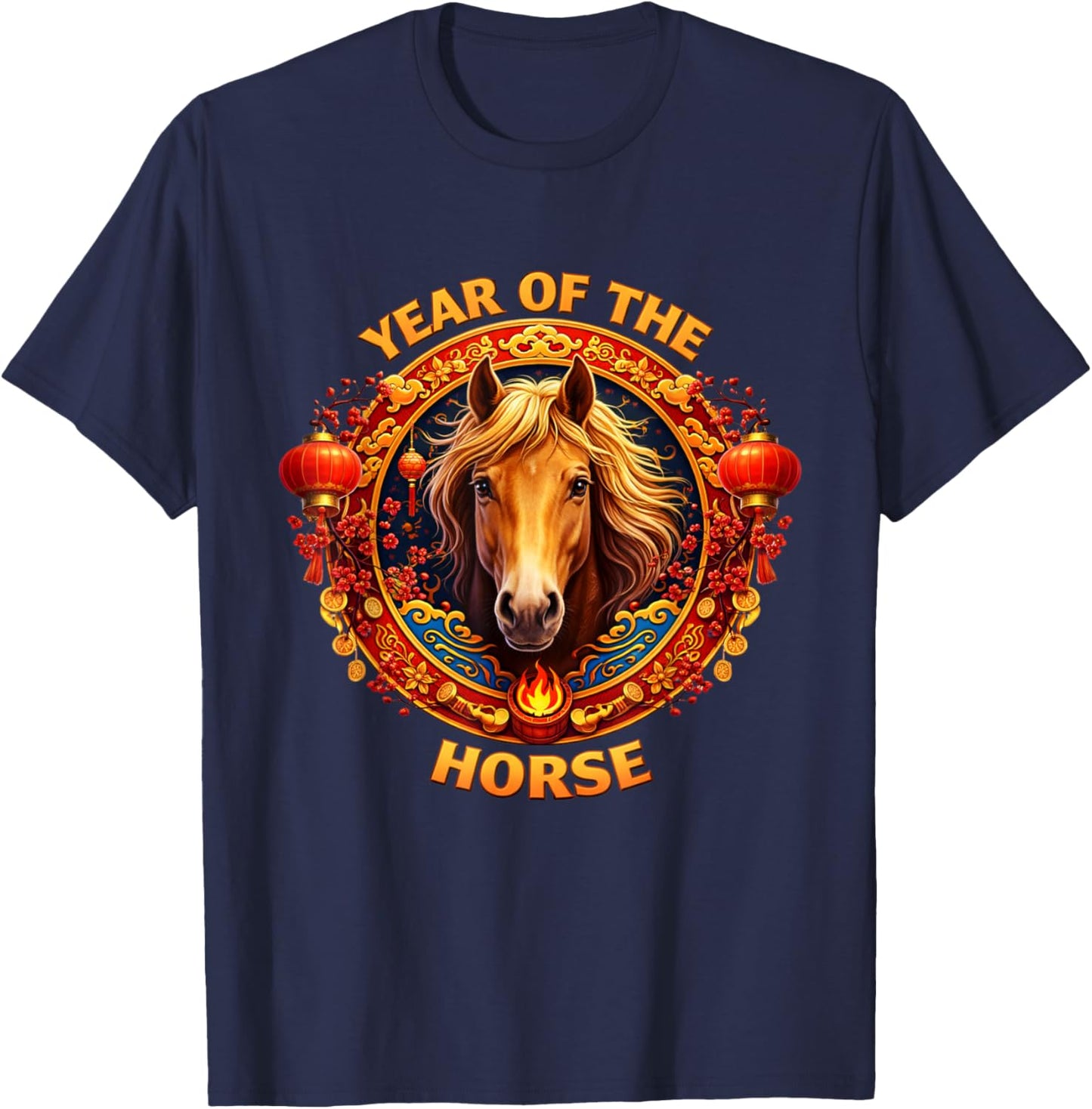 Year of The Horse 2026 Lunar New Year Chinese Men Women Kids T-Shirt - T-Shirt | Navy