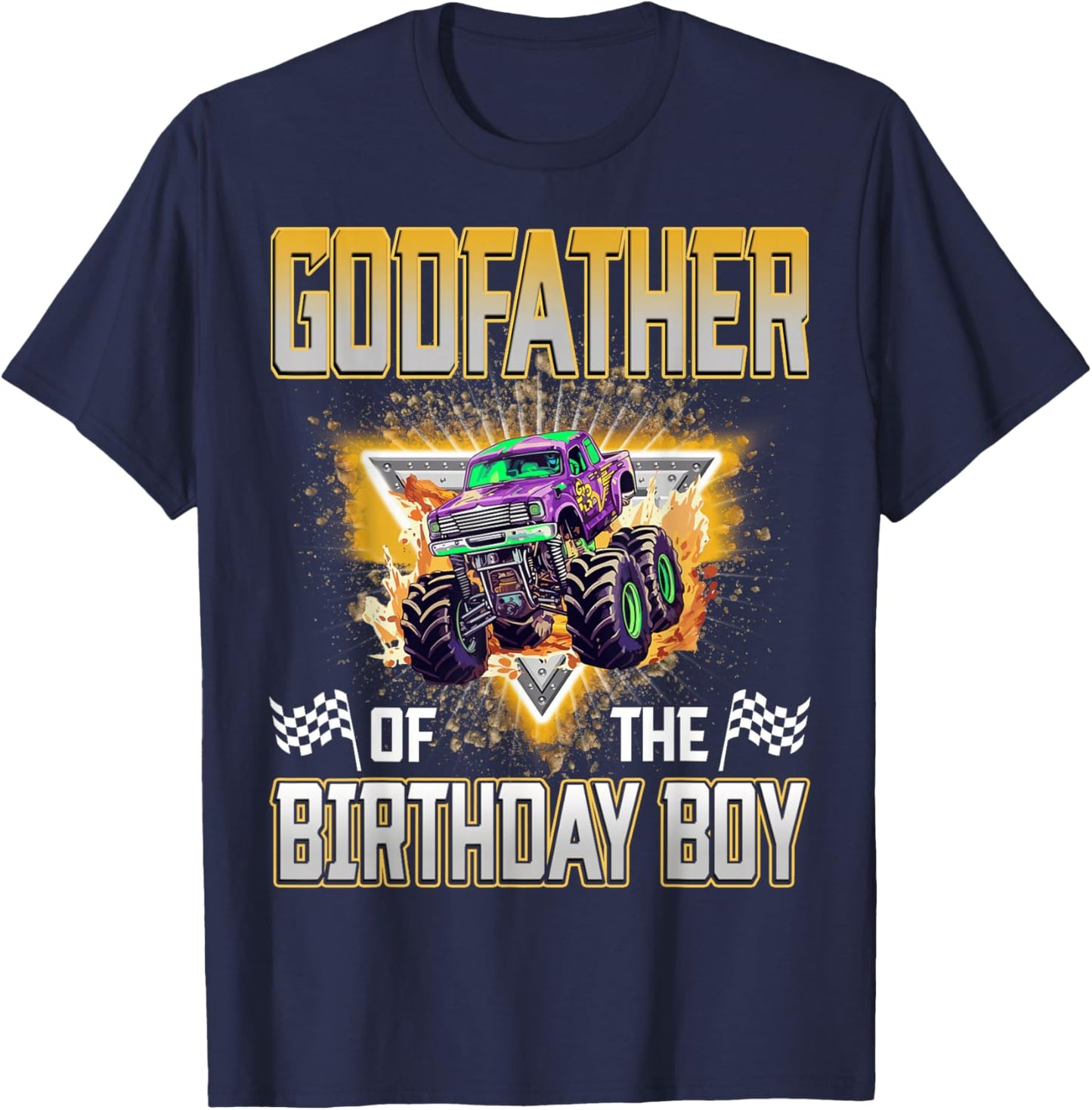 Godfather of The Birthday Boy Monster Truck Birthday Family T-Shirt - T-Shirt | Navy