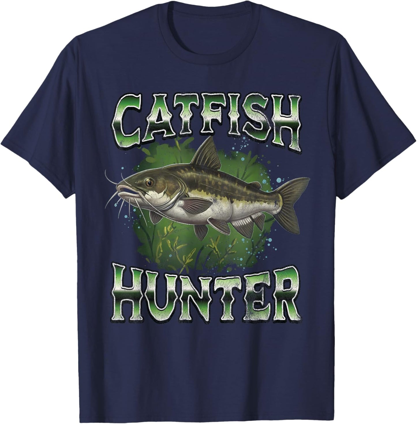 Catfish Hunter Fishing Retro Style Vintage Fisherman T-Shirt - T-Shirt | Navy