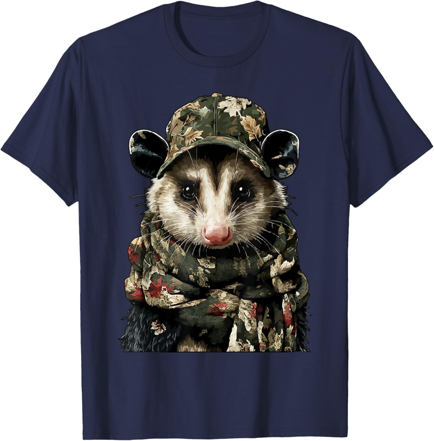 Rustic Camouflage Opossum Animal Hunter Wildlife Possum Camo T-Shirt - T-Shirt | Navy