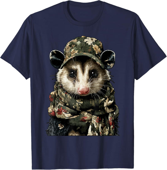 Rustic Camouflage Opossum Animal Hunter Wildlife Possum Camo T-Shirt - T-Shirt | Navy