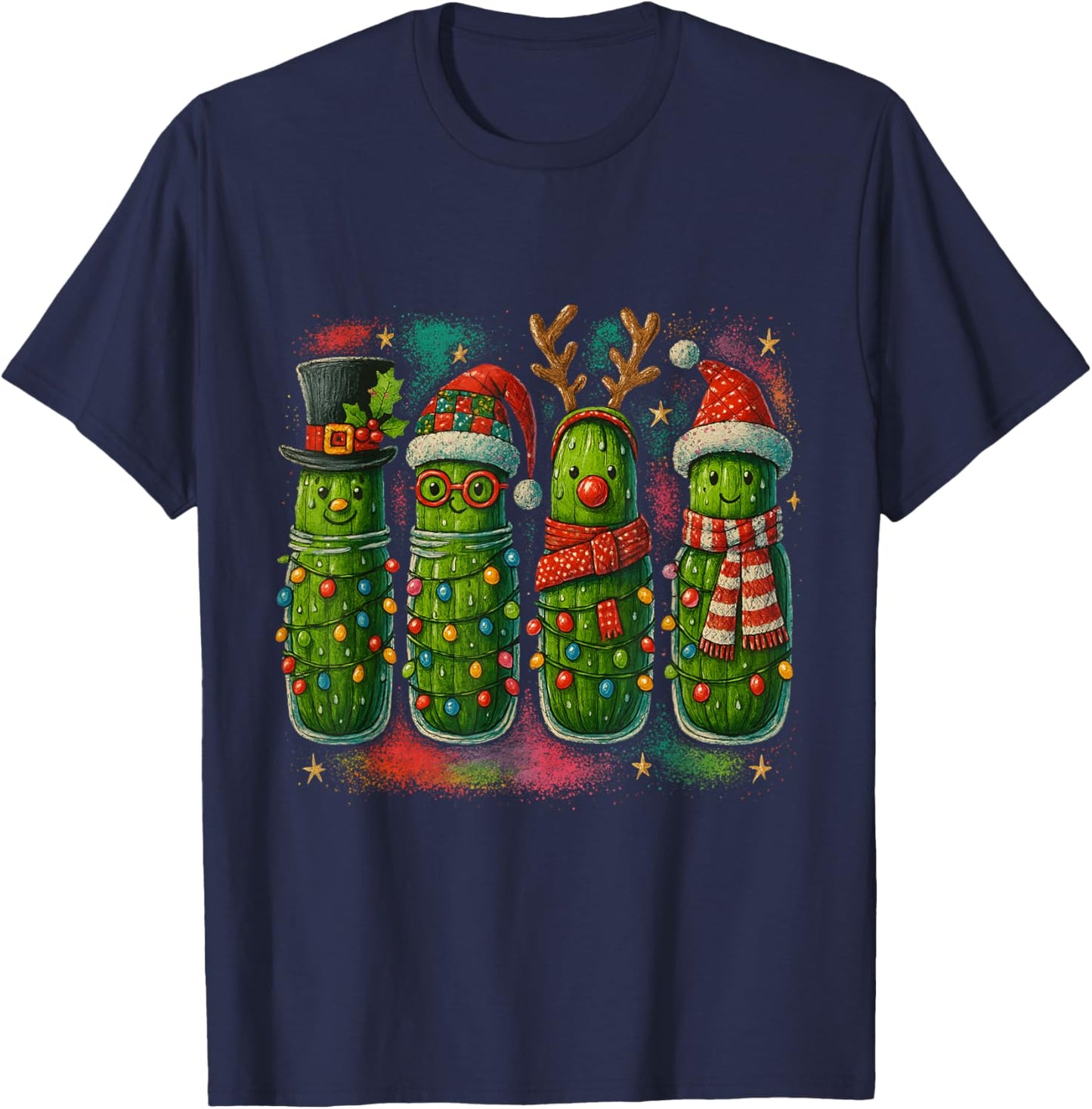 Funny Christmas Pickles – Festive Holiday Veggie T-Shirt - T-Shirt | Navy
