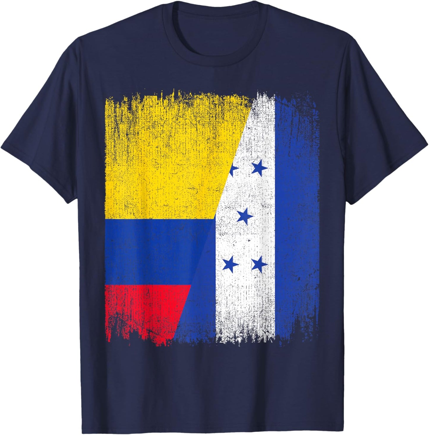 Half Colombia Honduras Flag Colombian Honduran Pride Roots T-Shirt - T-Shirt | Navy