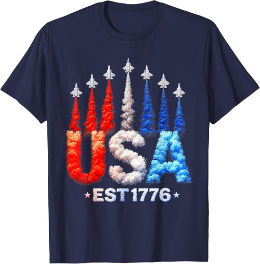 4th of July Fighter Jets USA Patriotic Shirts Women T-Shirt - T-Shirt | Navy