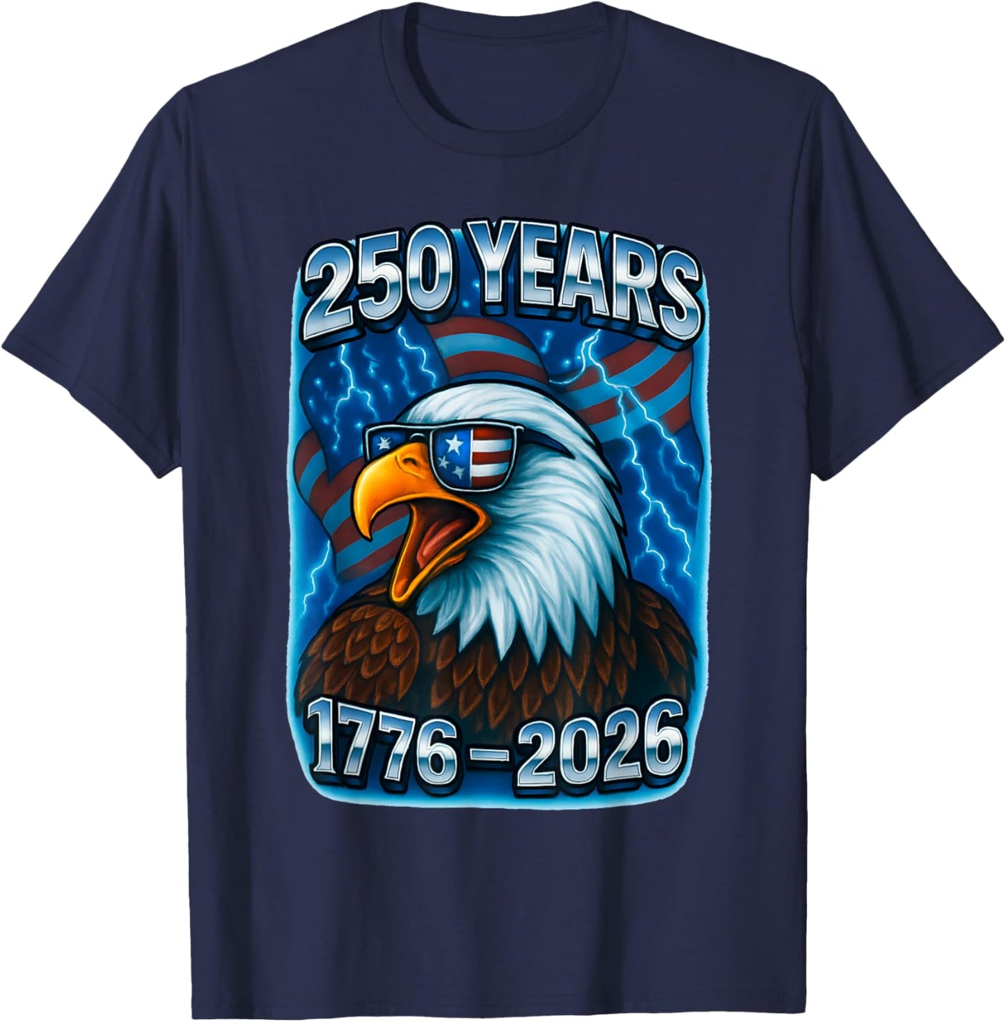 250 Years American 1776 2026 250th USA Birthday 4th of July T-Shirt - T-Shirt | Navy