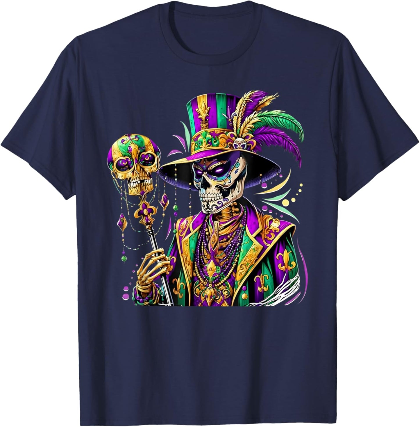 Mardi Gras Costume Sugar Skull Carnival New Orleans Trip T-Shirt - T-Shirt | Navy