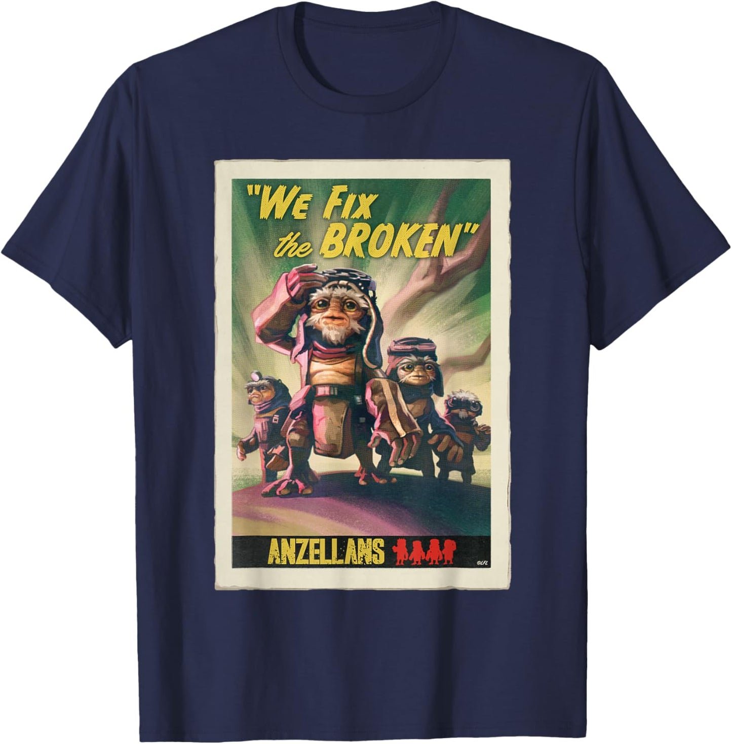 Star Wars The Mandalorian and Grogu Anzellans Fix the Broken T-Shirt - T-Shirt | Navy