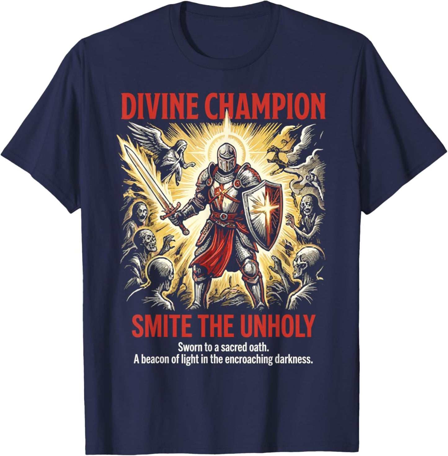 Paladin Divine Champion Tabletop Dark RPG Fantasy Gamer T-Shirt - T-Shirt | Navy