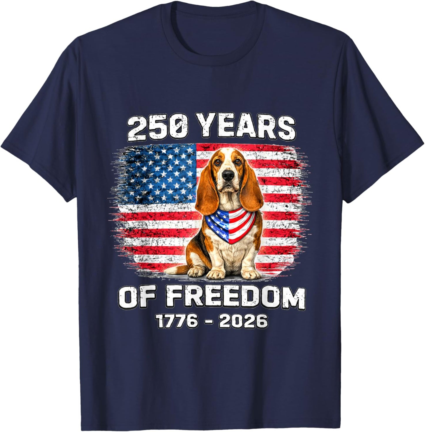 250 Years America Anniversary Basset Hound 250th annivers T-Shirt - T-Shirt | Navy