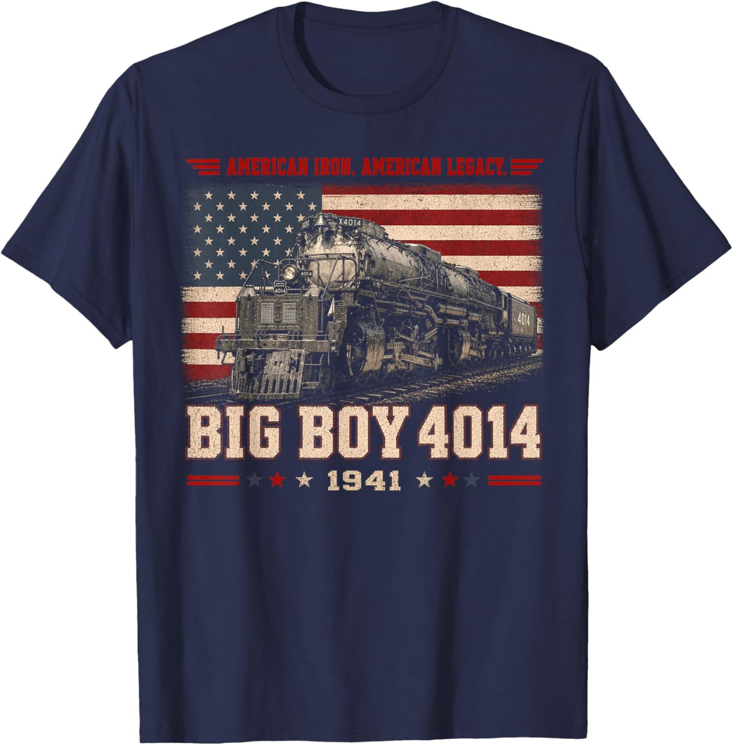 Big Boy 4014 Vintage Steam Locomotive Railroad Train Engine T-Shirt - T-Shirt | Navy