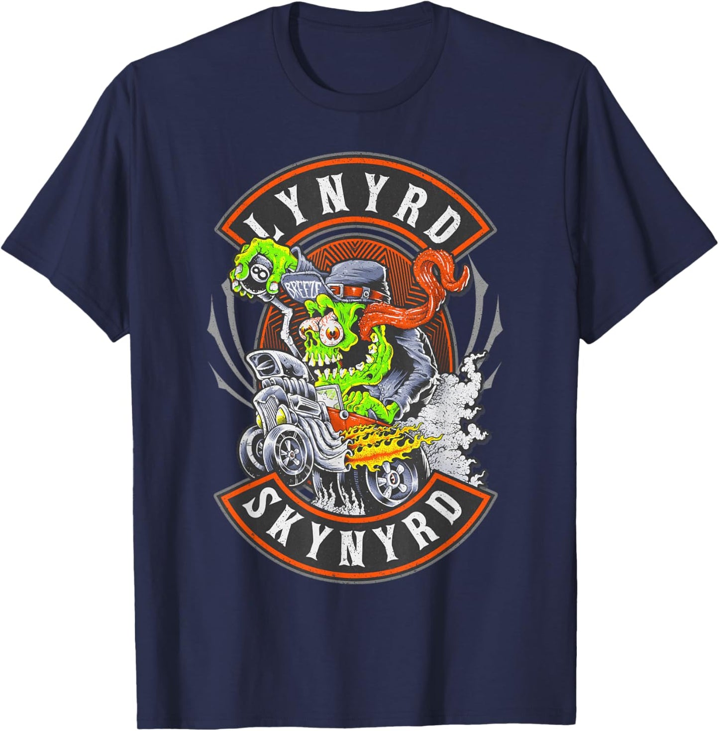 Lynyrd Skynyrd Breeze Monster Gearhead Muscle Car Rock Comic T-Shirt - T-Shirt | Navy