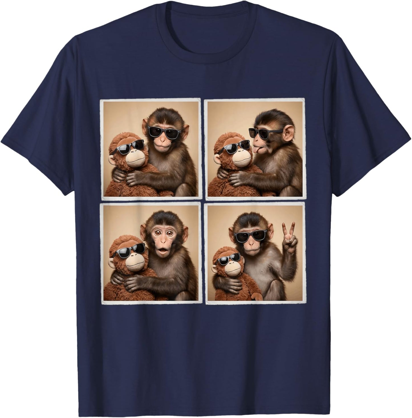 Panchi Kun Viral Video Meme Baby Monkey Punch Photobooth T-Shirt - T-Shirt | Navy