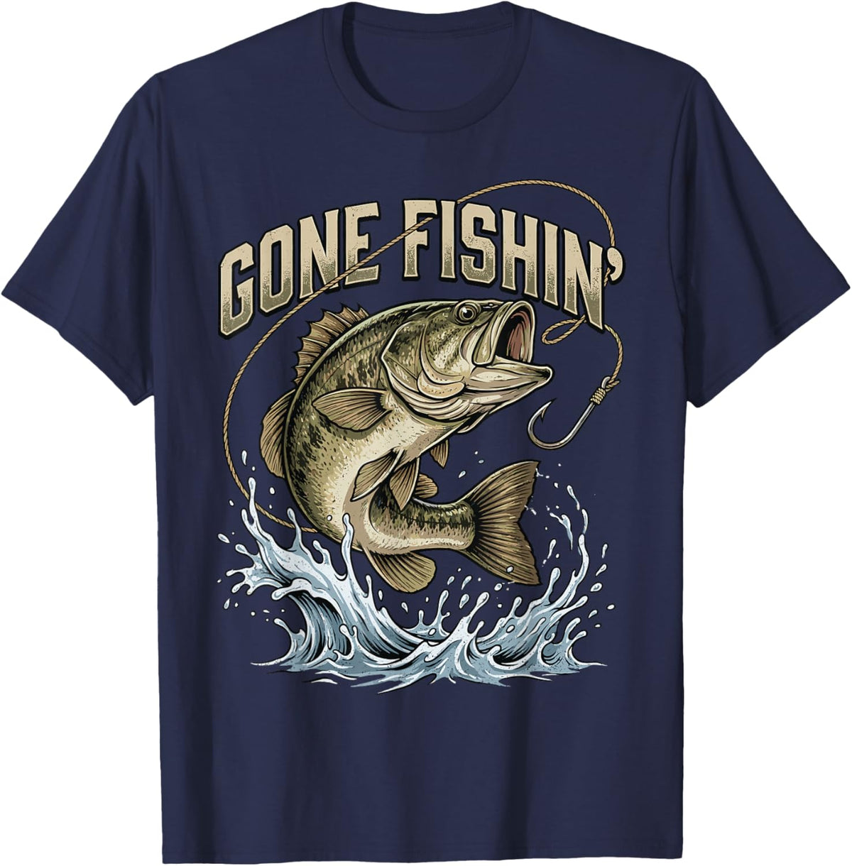 Gone Fishing Boys Kids Toddler Funny Men Outdoors Adventure T-Shirt - T-Shirt | Navy
