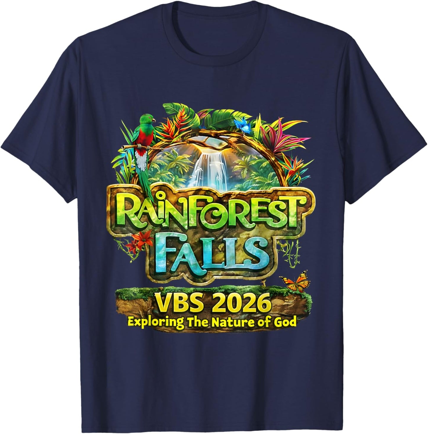 Rainforest Falls VBS 2026 Exploring The Nature of God T-Shirt - T-Shirt | Navy