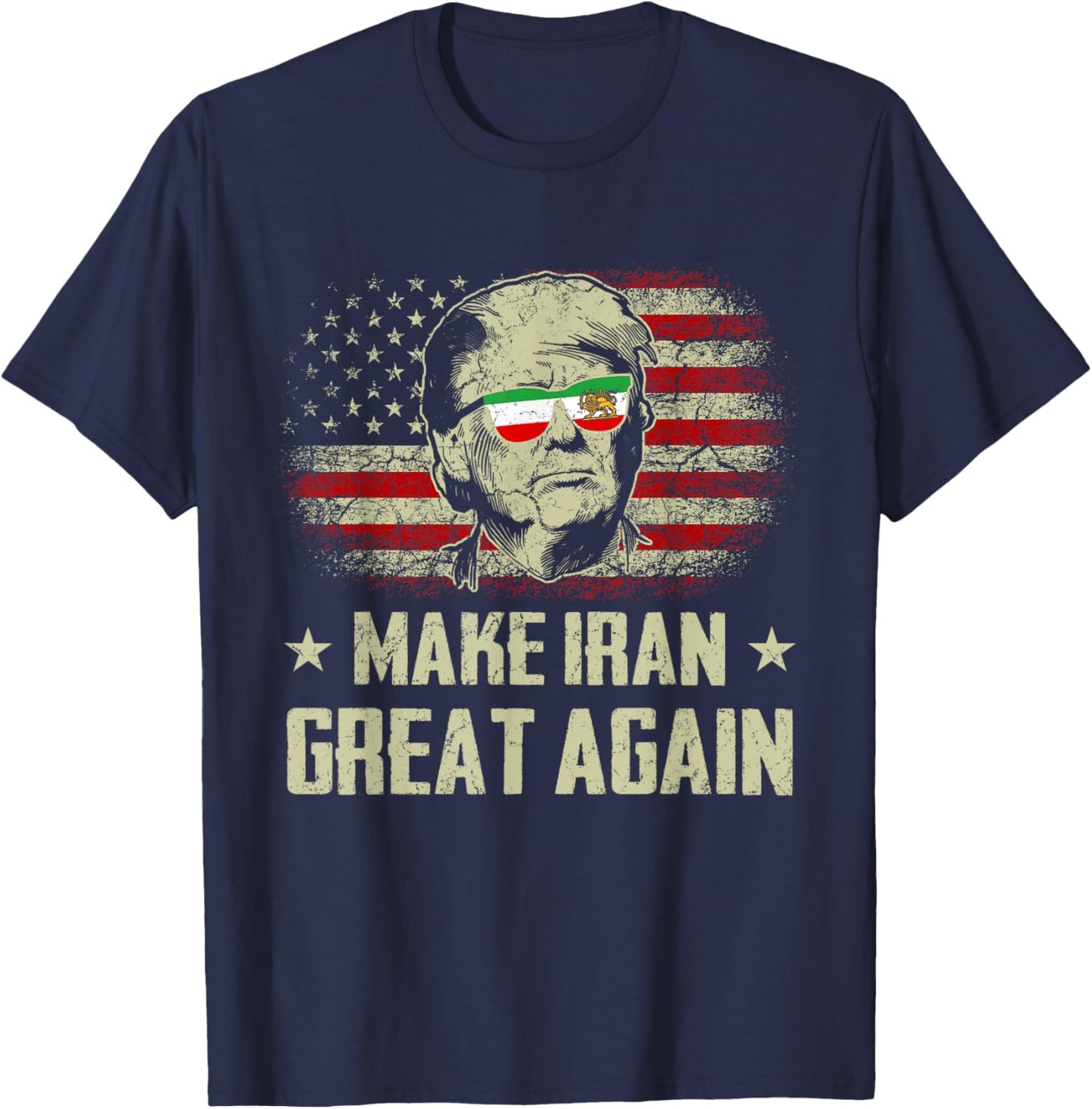 Iranian Flag Make Iran Great Again Lion and Sun Flag MIGA T-Shirt - T-Shirt | Navy
